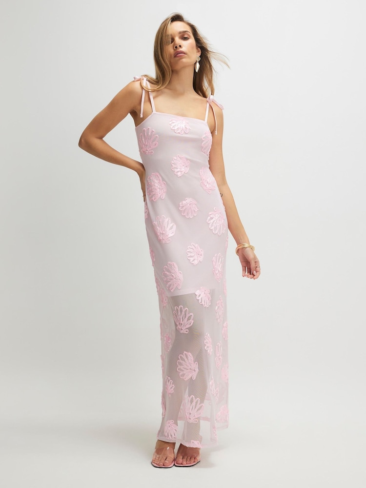 River Island Pink Sleeveless Cornelli Shell Maxi Dress - Image 1 of 4 River Island Pink Sleeveless Cornelli Shell Maxi Dress - Image 1 of 4