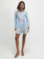 River Island Blue Floral A line Mini Shirt Dress - Image 3 of 4