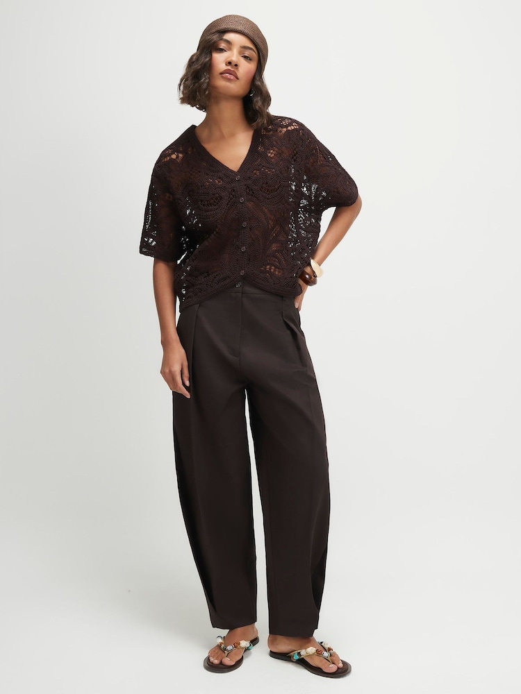 River Island Brown Crochet Stitch Cardigan - Image 1 of 4