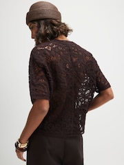 River Island Brown Crochet Stitch Cardigan - Image 3 of 4