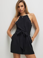 River Island Sleeveless Scallop Hem Playsuit - Imagen 1 de 4