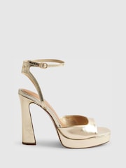 River Island Gold Platform Heeled Sandals - Image 1 of 5