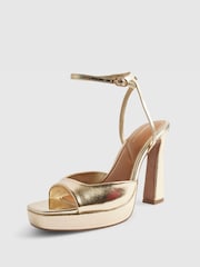 River Island Gold Platform Heeled Sandals - Image 2 of 5
