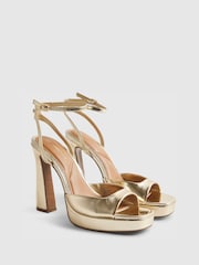 River Island Gold Platform Heeled Sandals - Image 3 of 5
