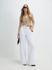 River Island Natural Crochet Stitch Cardigan - Image 3 of 4