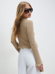 River Island Natural Crochet Stitch Cardigan - Image 4 of 4