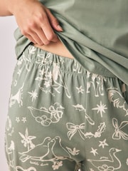 Sage Green 12 Days of Christmas Short Sleeve Pyjamas - Image 4 of 7