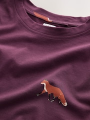 Plum Purple Fox Short Sleeve Pyjamas - Image 2 of 3