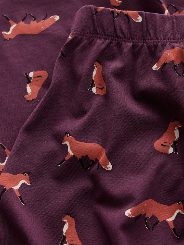 Plum Purple Fox Short Sleeve Pyjamas - Image 6 of 6