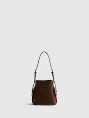 River Island Brown Buckle Top Weave Bucket Bag - Image 4 of 6