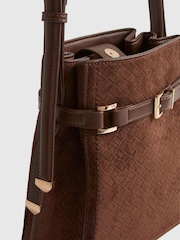 River Island Brown Buckle Top Weave Bucket Bag - Image 5 of 6