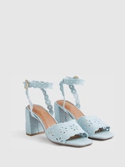 River Island Blue Broderie Block Heel Sandals - Image 3 of 6