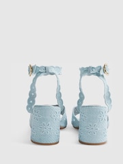 River Island Blue Broderie Block Heel Sandals - Image 4 of 6