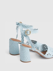 River Island Blue Broderie Block Heel Sandals - Image 5 of 6