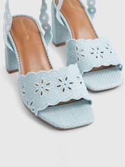 River Island Blue Broderie Block Heel Sandals - Image 6 of 6