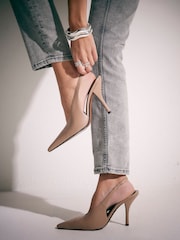 River Island Brown Slingback Court Shoes - Image 1 of 6