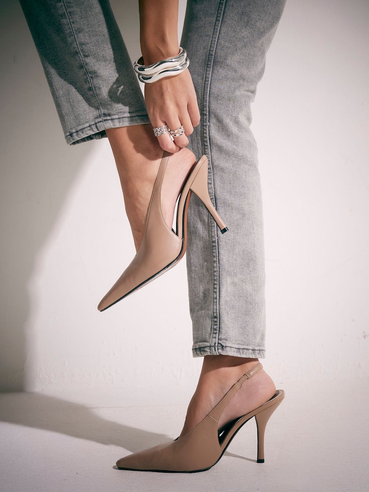 River Island Brown Slingback Court Shoes - Image 1 of 6