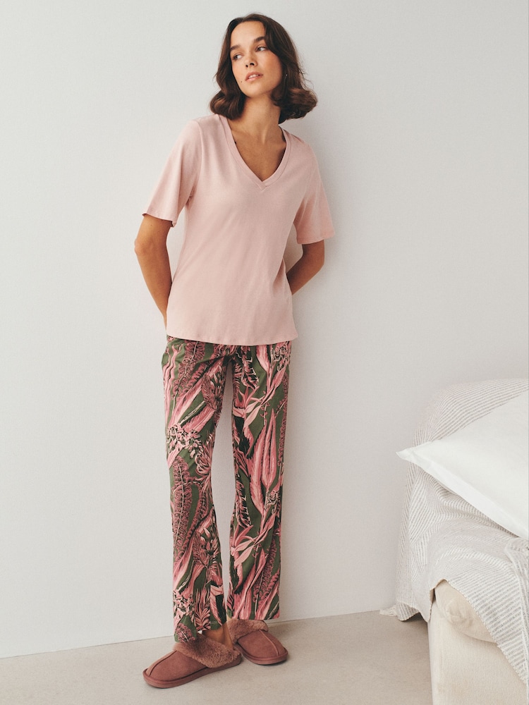 Pink Palms Short Sleeve Pyjamas - Image 1 of 5 Pink Palms Short Sleeve Pyjamas - Image 1 of 5