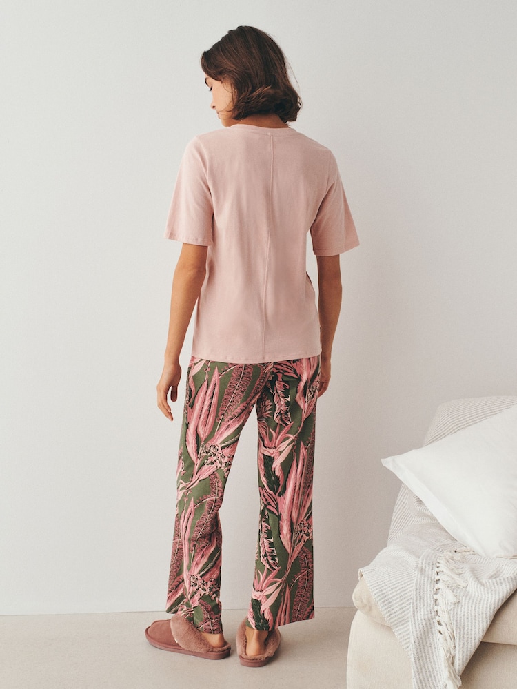 Pink Palms Short Sleeve Pyjamas - Image 2 of 5 Pink Palms Short Sleeve Pyjamas - Image 2 of 5