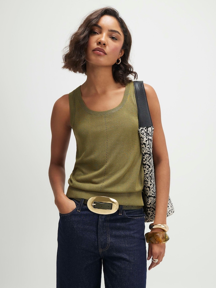 River Island Green Knitted Vest Top - Image 1 of 4 River Island Green Knitted Vest Top - Image 1 of 4