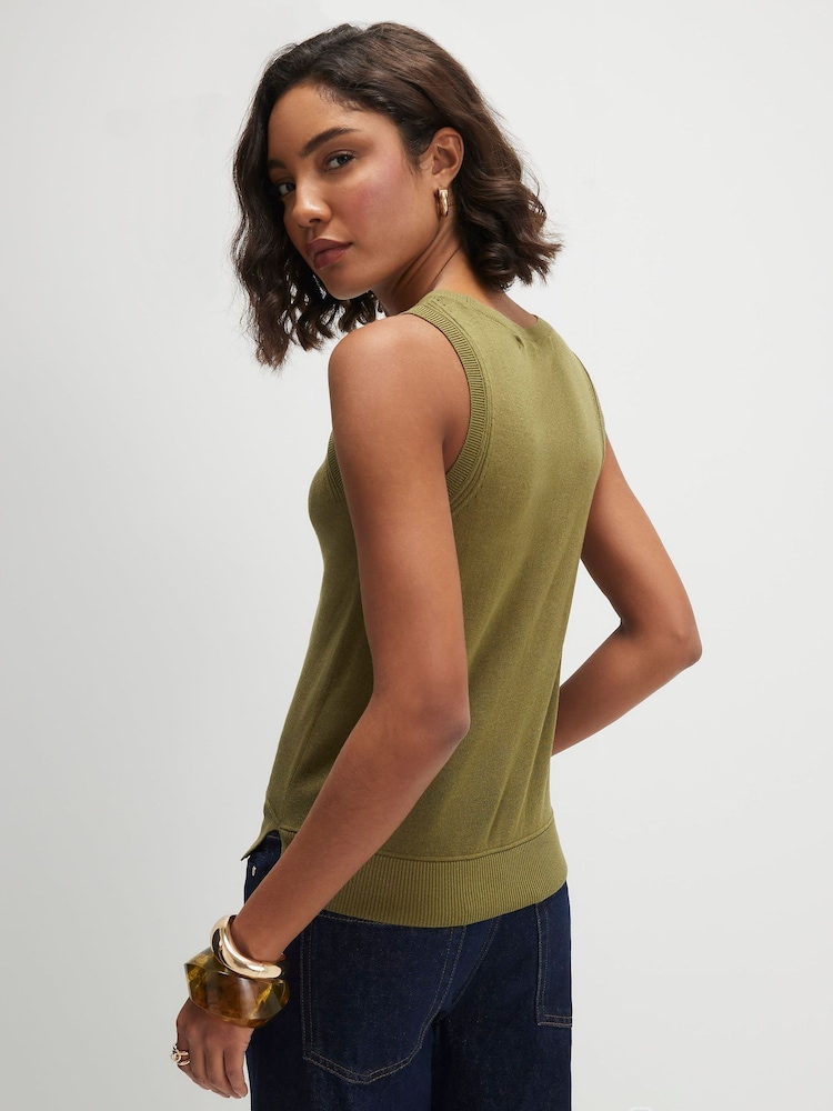 River Island Green Knitted Vest Top - Image 4 of 4 River Island Green Knitted Vest Top - Image 4 of 4