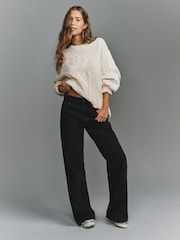 adidas Originals Beige Cable Knit Jumper - Image 2 of 6