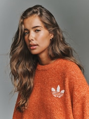 adidas originals Burnt Orange Knit Essentials Boucle Crew Neck Jumper - Image 4 of 5
