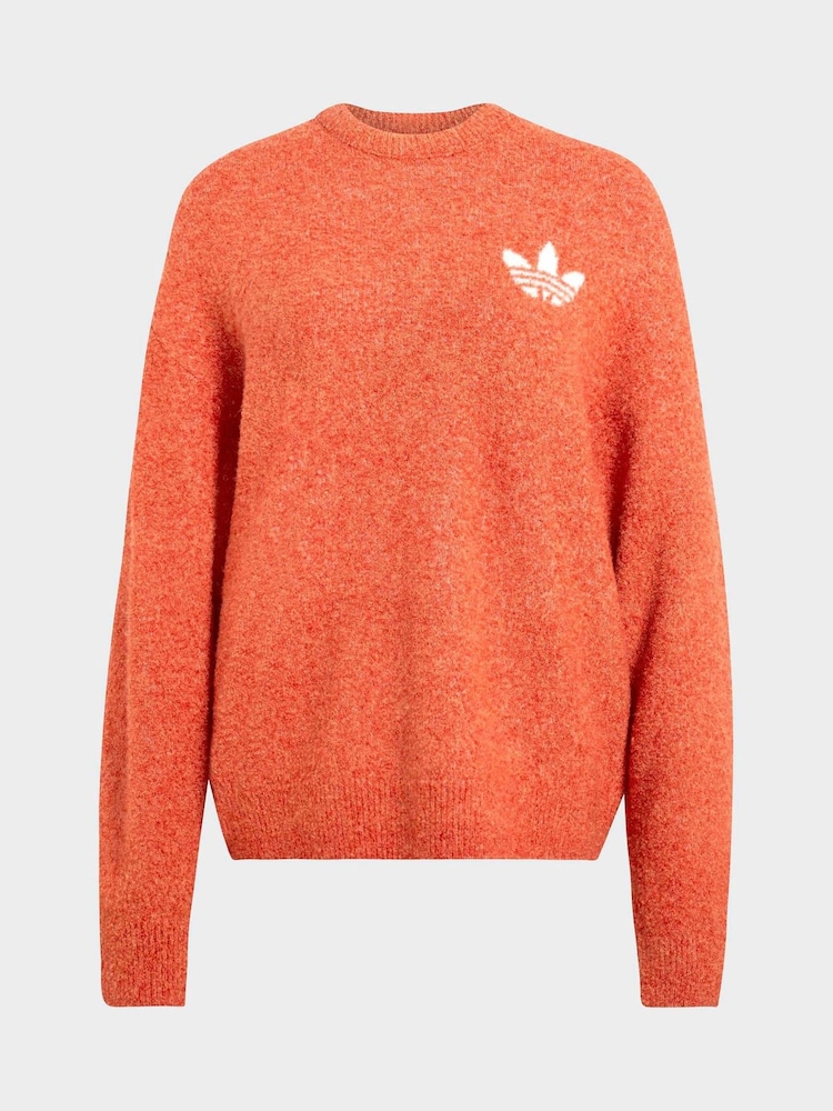 adidas originals Burnt Orange Knit Essentials Boucle Crew Neck Jumper - Image 5 of 5