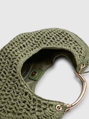 River Island Green Raffia Metal Handle Scoop Bag - Image 6 of 6