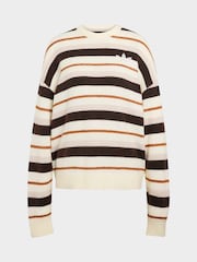 adidas originals Beige Knit Essentails Striped Crew Neck Jumper - Image 6 of 6