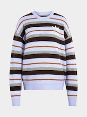 adidas originals Violet Purple Knit Essentails Striped Crew Neck Jumper - Image 5 of 5