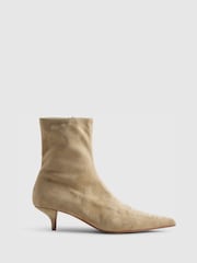 River Island Brown Faux Suede Pointed Toe Sock Boots - Image 2 of 6