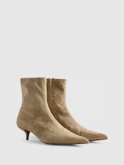 River Island Brown Faux Suede Pointed Toe Sock Boots - Image 3 of 6