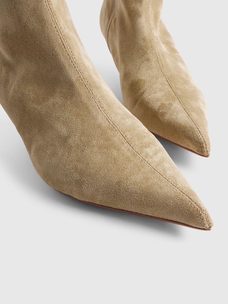 River Island Brown Faux Suede Pointed Toe Sock Boots - Image 6 of 6