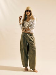 River Island Cream Long Sleeve Ruffle Peplum Top - Image 4 of 4