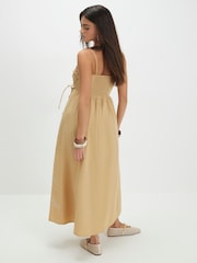 River Island Natural Cutwork Tie Side Midi Dress - Image 2 of 4