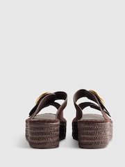 River Island Brown Wide Fit Ring Buckle Wedge Sandals - Image 5 of 6