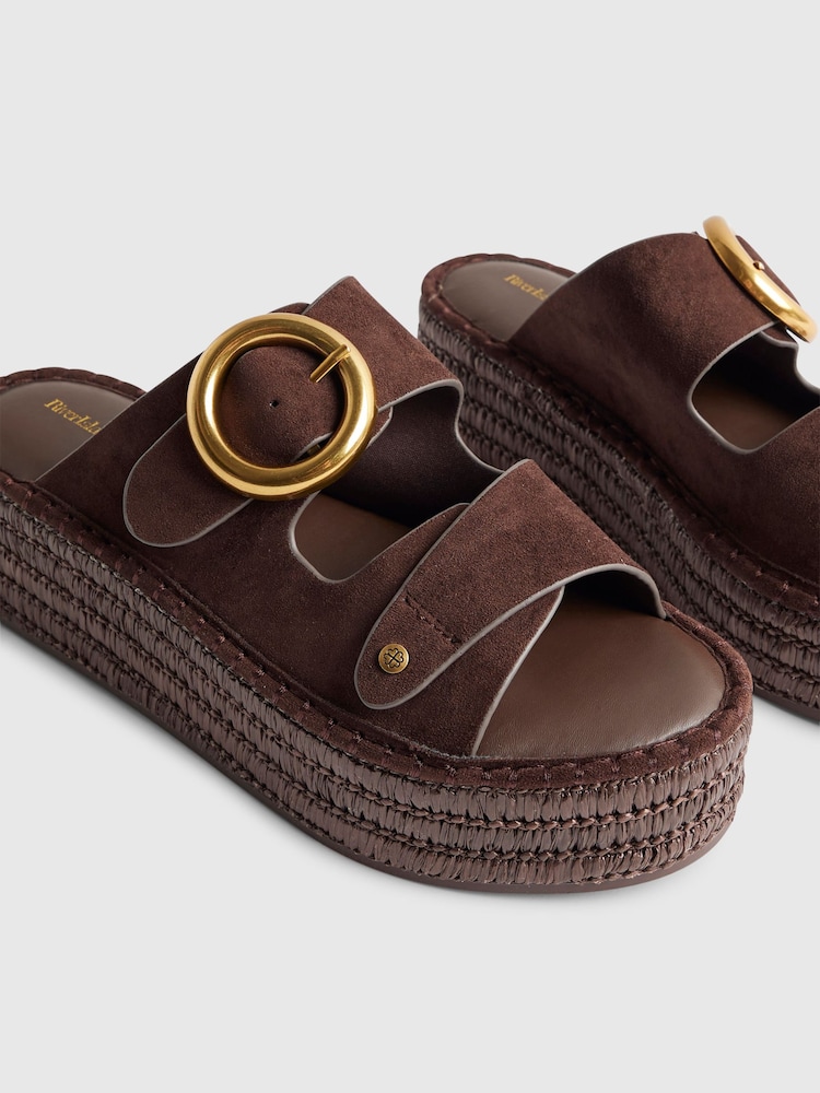River Island Brown Wide Fit Ring Buckle Wedge Sandals - Image 6 of 6 River Island Brown Wide Fit Ring Buckle Wedge Sandals - Image 6 of 6