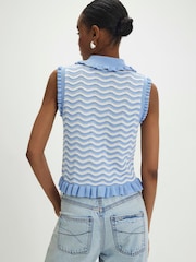 River Island Blue Stripe Collared Knitted Tank Top - Image 2 of 4