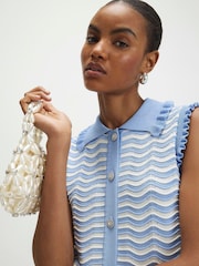 River Island Blue Stripe Collared Knitted Tank Top - Image 4 of 4