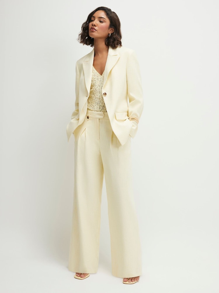 River Island Yellow Textured Cinched Blazer - Image 2 of 4 River Island Yellow Textured Cinched Blazer - Image 2 of 4