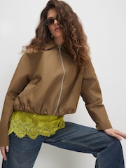 River Island Green Utiltiy Zip Through Harrington Jacket - Image 1 of 4