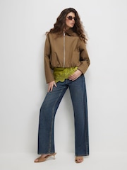 River Island Green Utiltiy Zip Through Harrington Jacket - Image 3 of 4