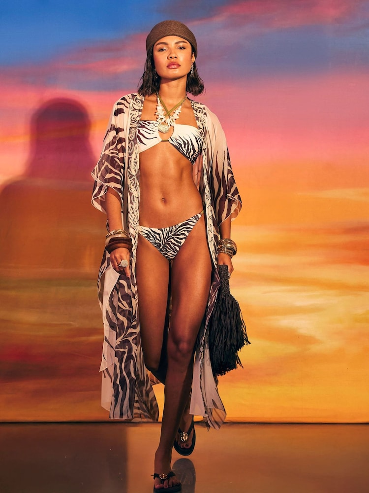 River Island Cream Zebra Print Kimono Cover-Up - Image 4 of 4