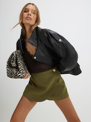 River Island Green Wrap Front Mini Skort - Image 1 of 4