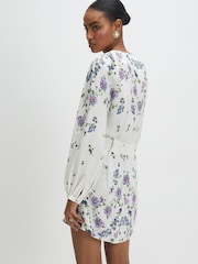 River Island White Long Sleeve Floral Mini Dress - Image 4 of 4