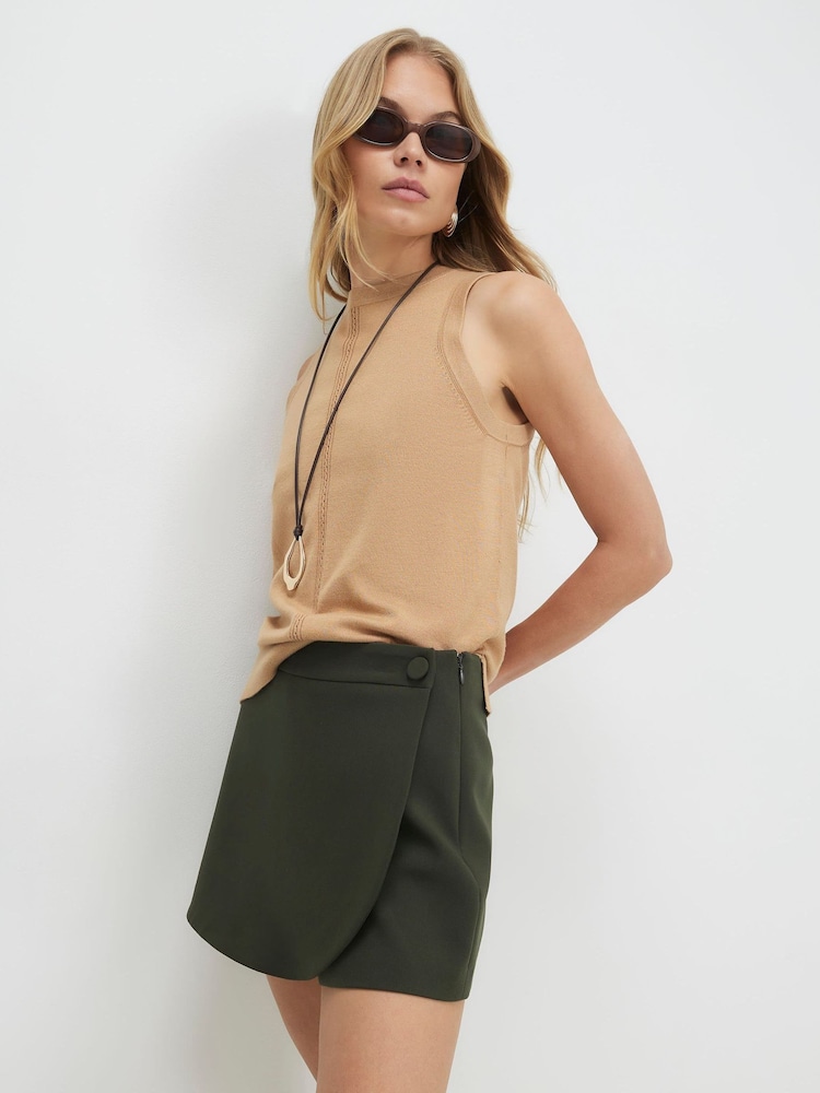 River Island Green Wrap Front Mini Skort - Image 2 of 4
