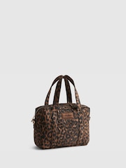 River Island Brown Leopard Canvas Holdall Bag - Image 1 of 6