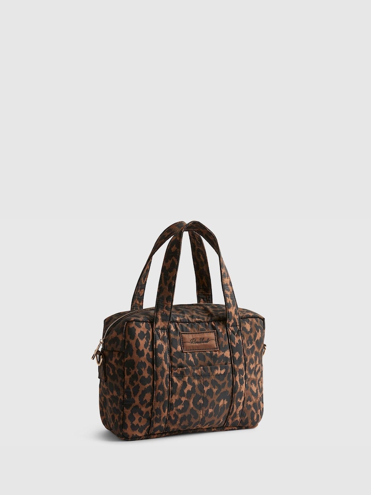 River Island Brown Leopard Canvas Holdall Bag - Image 1 of 6