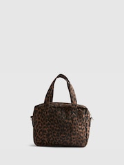 River Island Brown Leopard Canvas Holdall Bag - Image 4 of 6